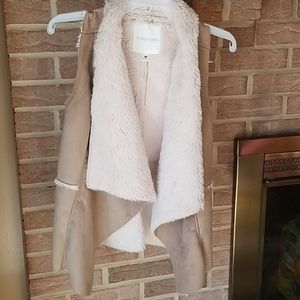Faux suede and fur vest